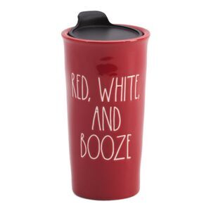 RAE DUNN Red White & Booze Travel Mug